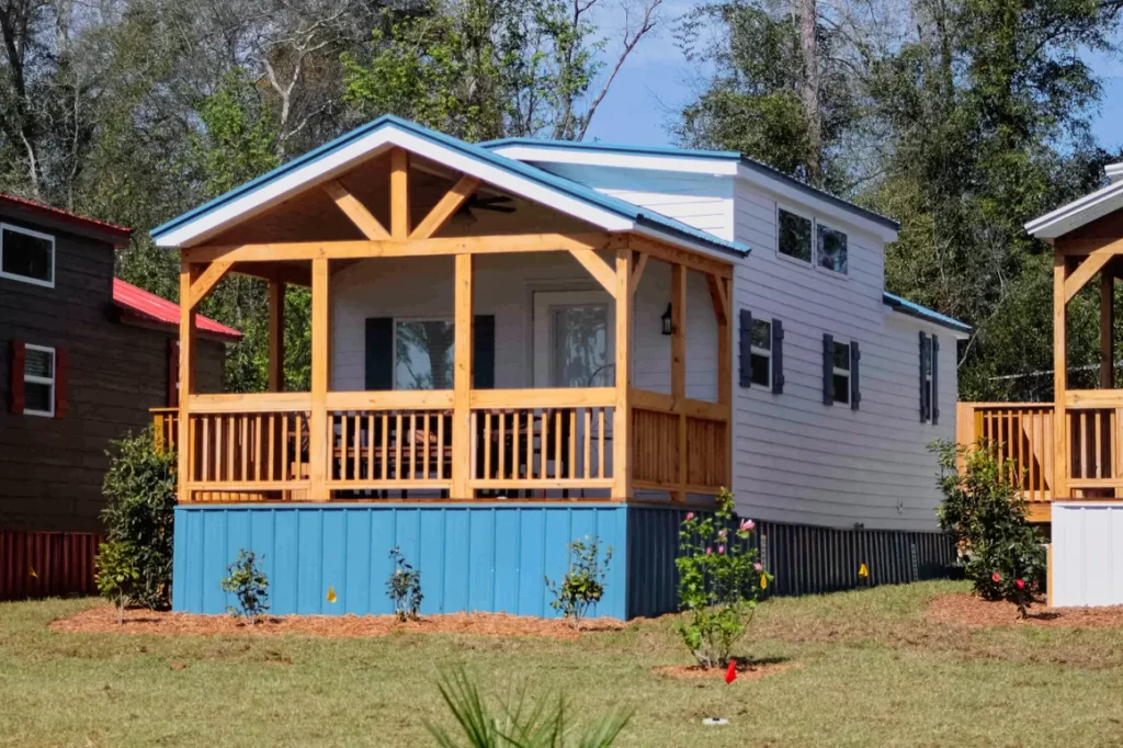 Exterior view of a Park Model RV in Brevard